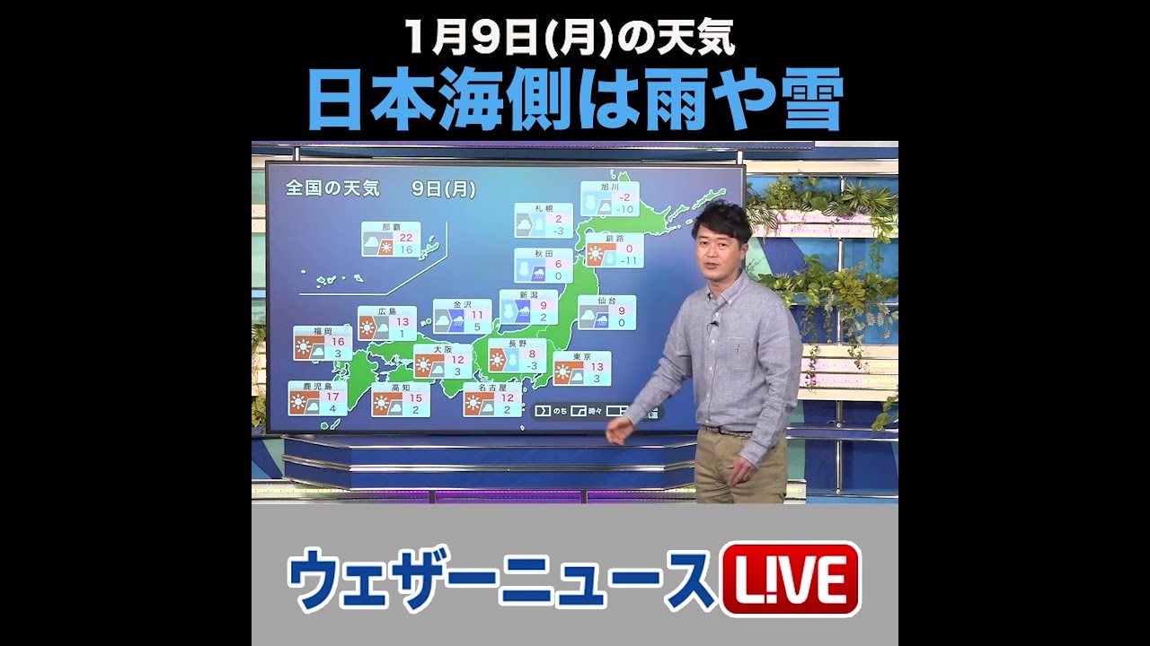 お天気キャスター解説 あす 1月9日(月)の天気 #shorts