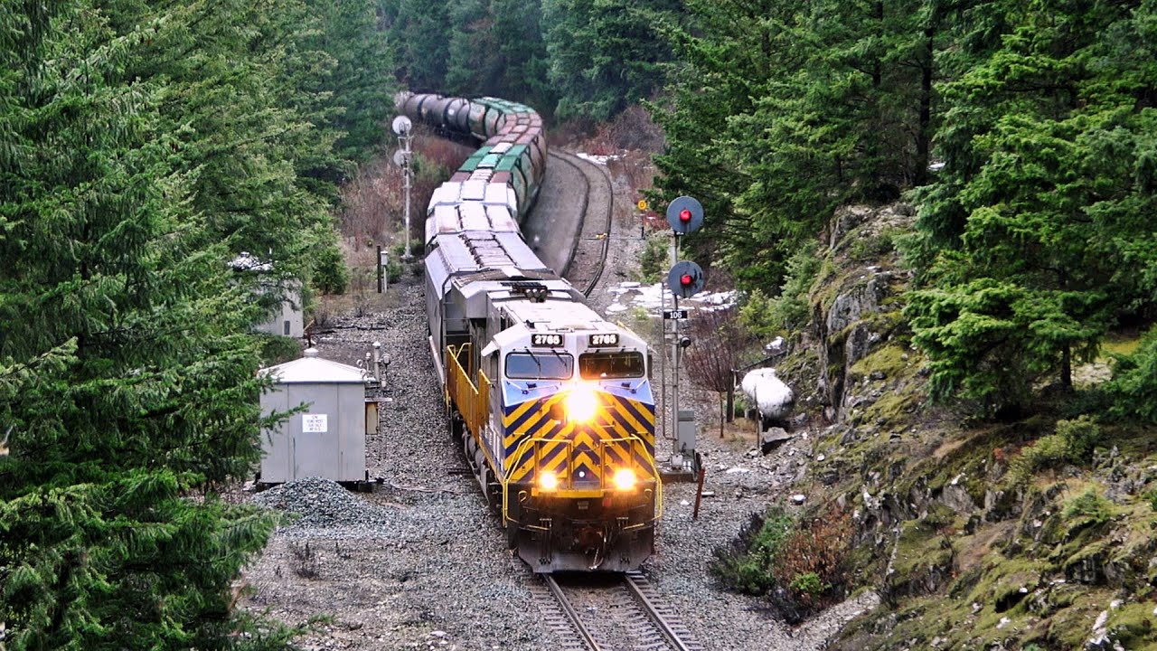 Massive Mixed Freight Bounces Over The Komo West Switch In The Fraser Canyon