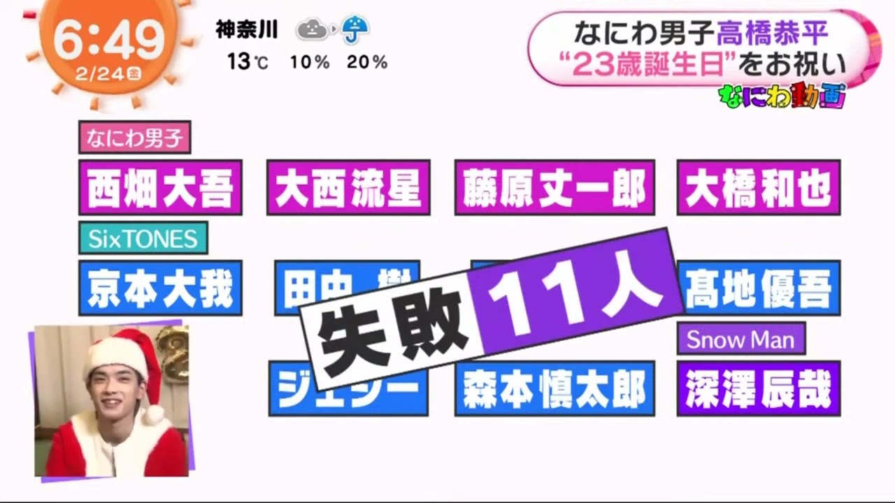 なにわ男子 高橋恭平 23歳誕生日”をお祝い『めざましテレビ』2023年02月24日