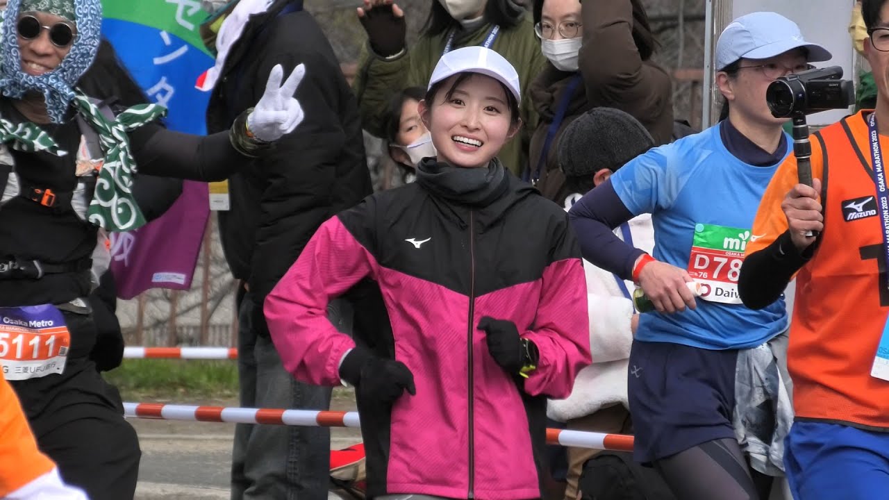 佐藤佳奈アナ(読売テレビ) 大阪マラソン 沿道から  2023.2.26