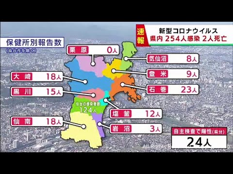 【詳報】宮城県で254人感染　うち仙台市124人　患者2人死亡