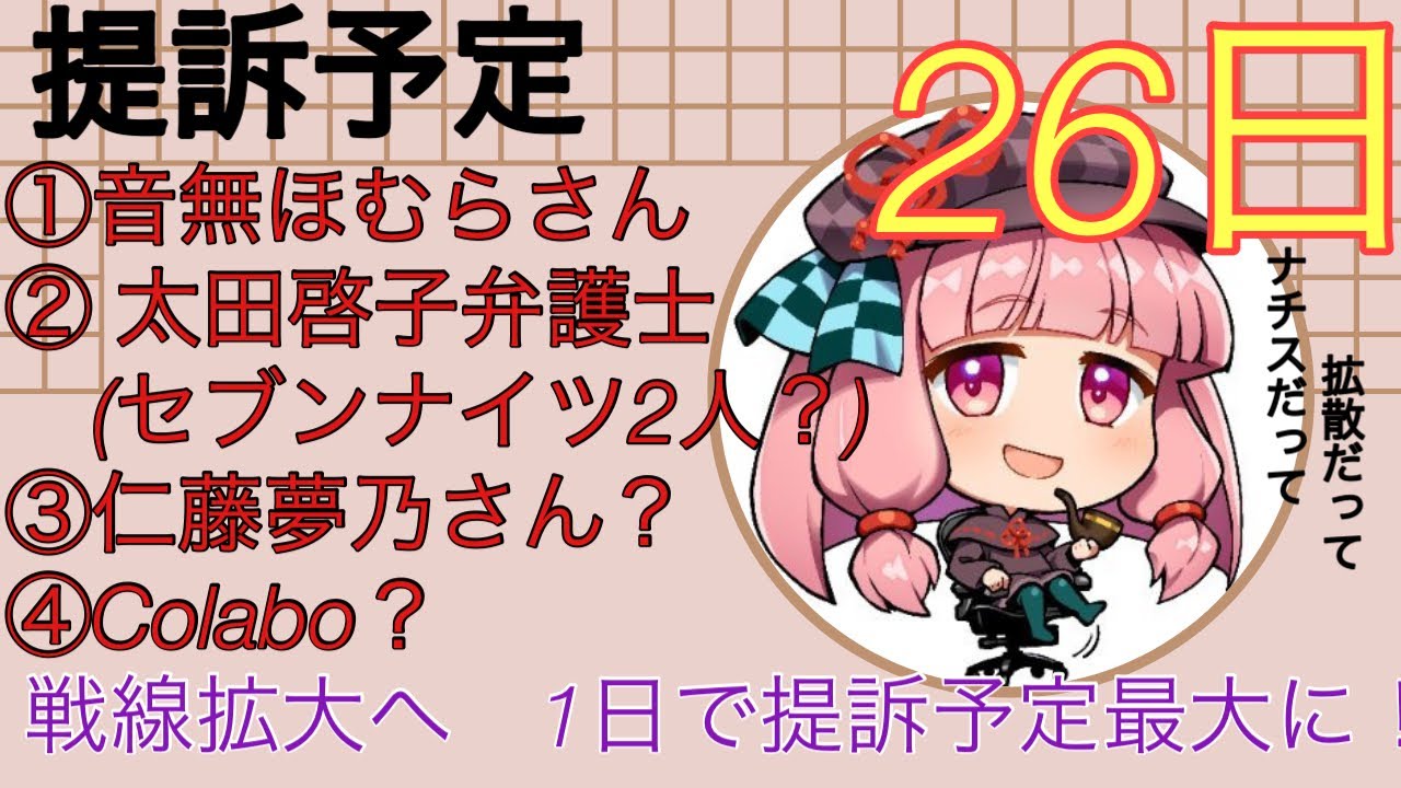 ３回目セブンナイツまたやらかす？音無ほむらさん提訴へ。音無さんcolabo、仁藤夢乃さん、太田啓子弁護士提訴か？暇空茜さんナチスを拡散され、痛みを返すぜ訴状と謎のキーワード