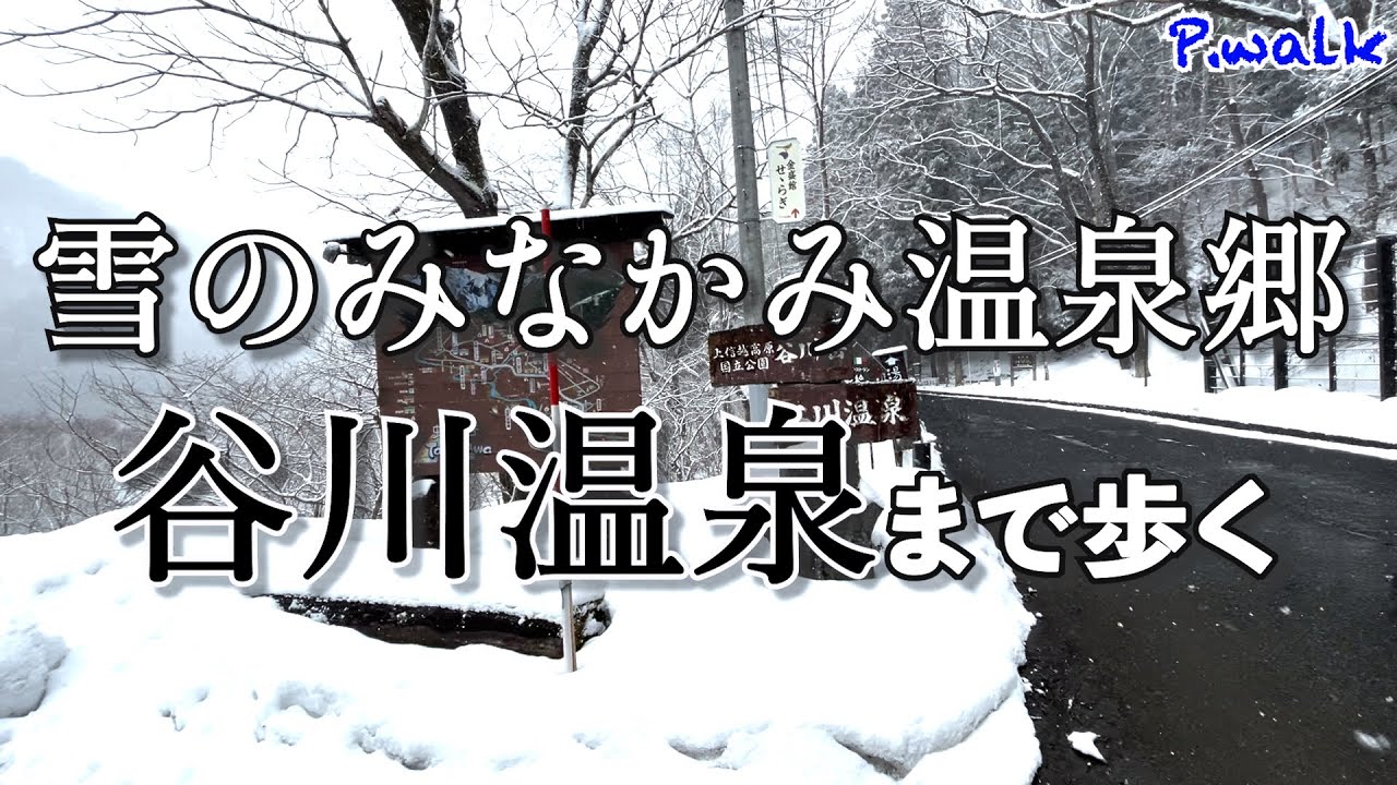 雪のみなかみ温泉郷谷川温泉まで歩く