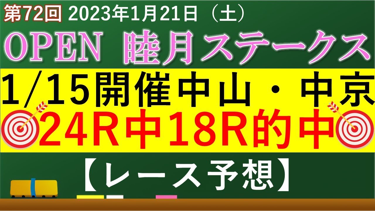 【競馬】睦月ステークス2023 前回は平場の予想が冴え渡る！？推奨馬のどちらかが馬券内にきた確率75%！！