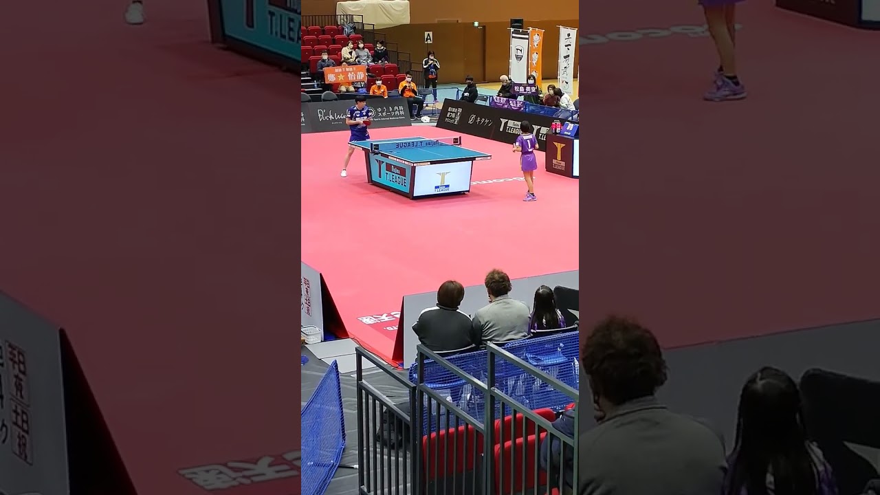 Tリーグ　松島美玖選手　9歳　🆚 チェン・イーチン選手　世界ランキング8位　試合直前ラリーの様子