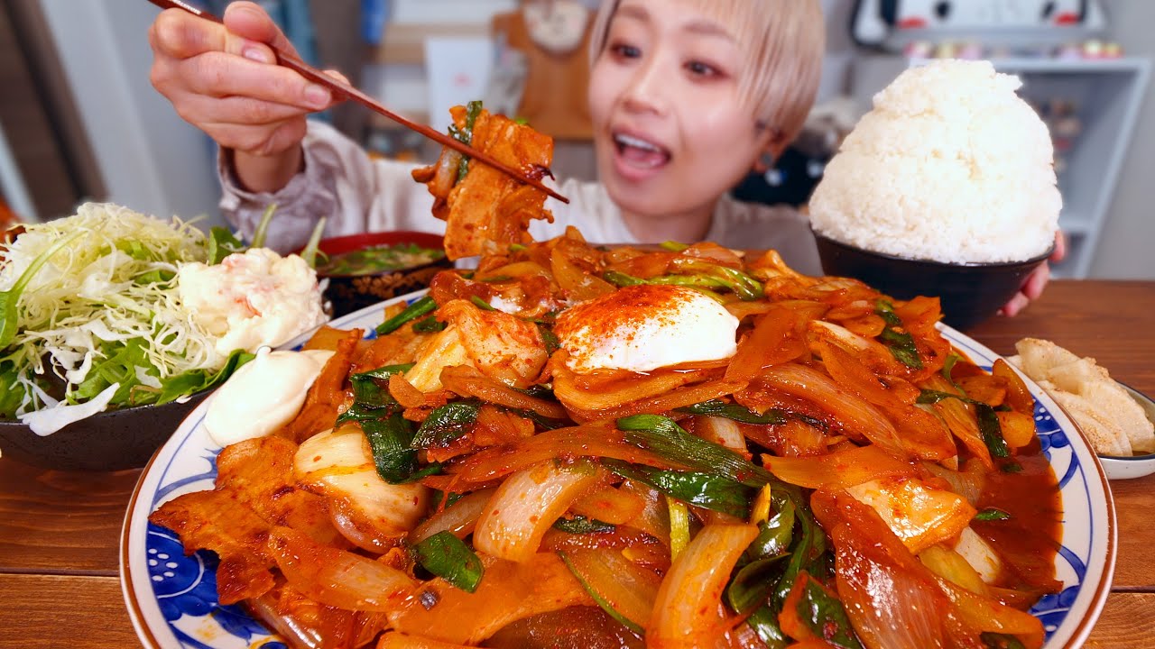 【大食い】しごおわ🍺 今夜は豚キムチ定食。【モッパン】【MUKBANG】