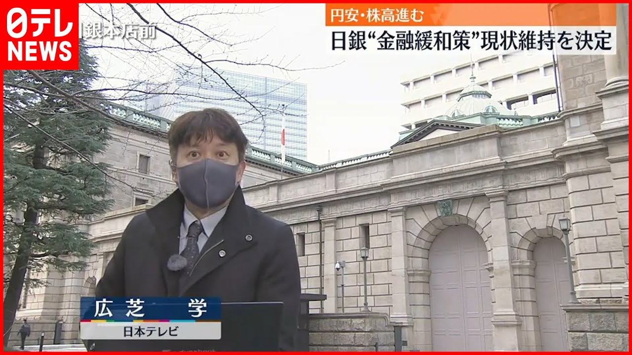 【日銀】金融政策の現状維持を決定  結果受け株価や円相場大きく動く