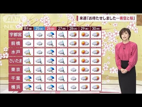【関東の天気】華雨持続…　今夜まで上空に雨雲　お花見チャンスは？(2023年3月23日)