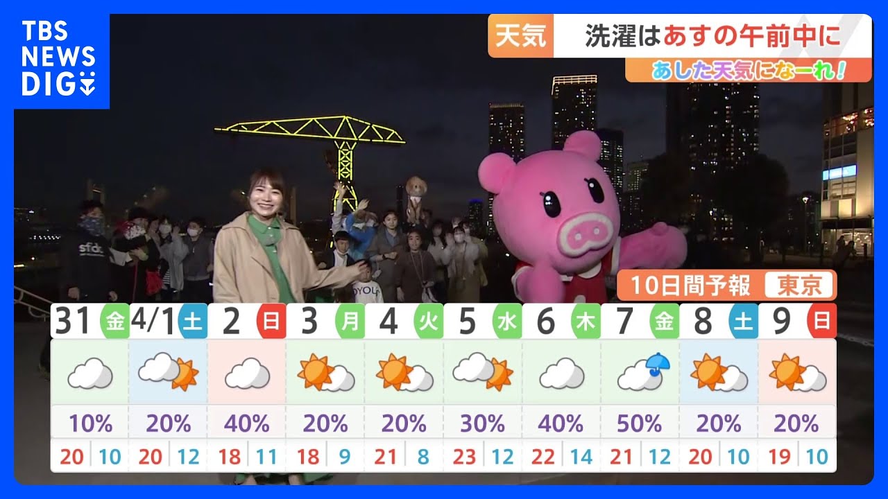 【3月31日 関東の天気】洗濯は午前中に｜TBS NEWS DIG