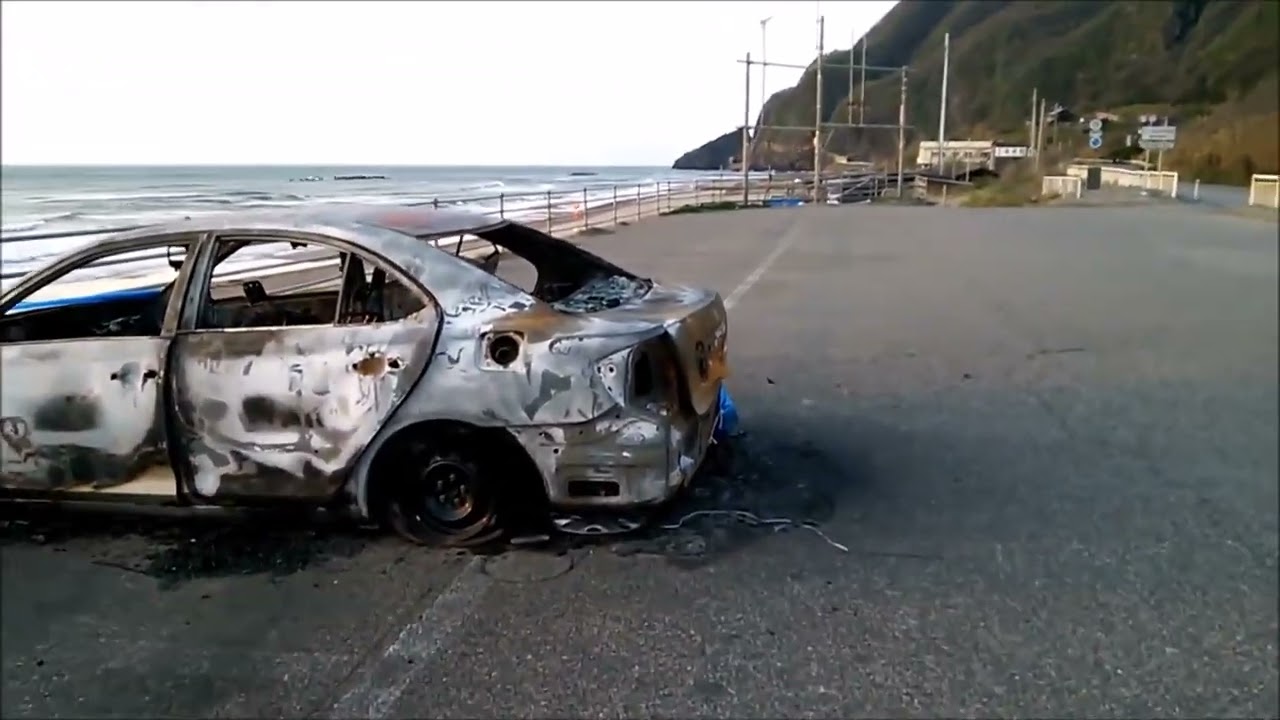 車ごと焼身自殺した現場（何も知らずに撮影）霊現象？ドアが勝手に空いて閉まる