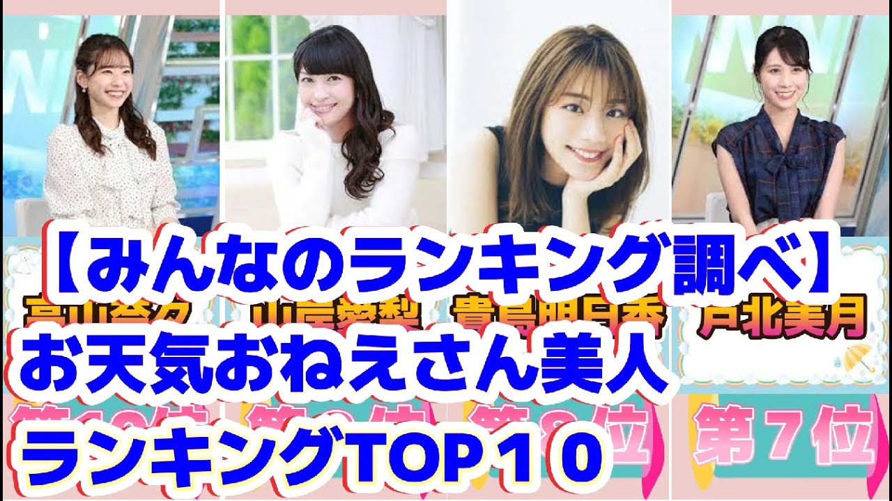 【みんなのランキング調べ】お天気おねえさん美人ランキングTOP１０