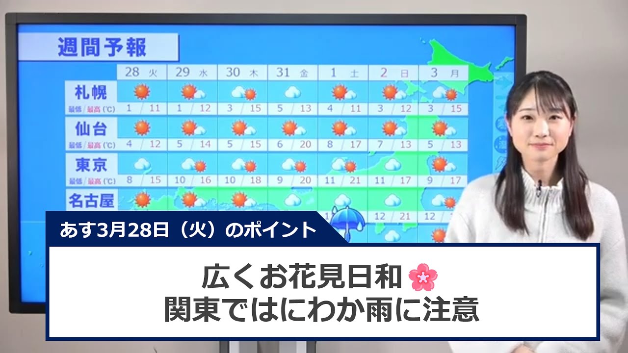 あす3月28日（火）の天気