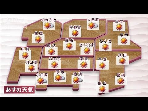 【関東の天気】あすGW一番の晴天！　急な雨もナシ(2023年5月1日)