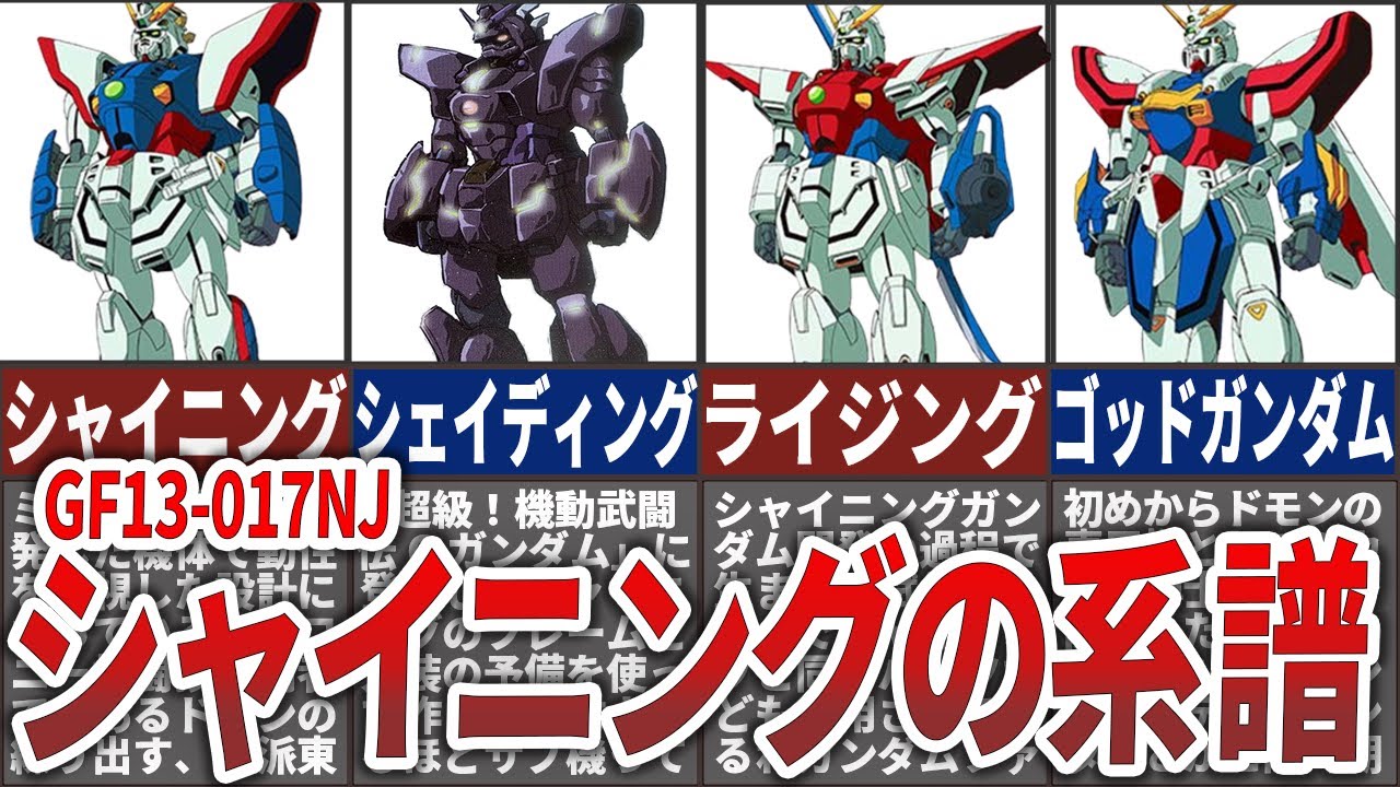 【GF13 017NJ】光って唸って お前を倒せと輝き叫ぶ！シャイニングガンダムの系譜進化を解説！開発の歴史とその裏側に迫る！
