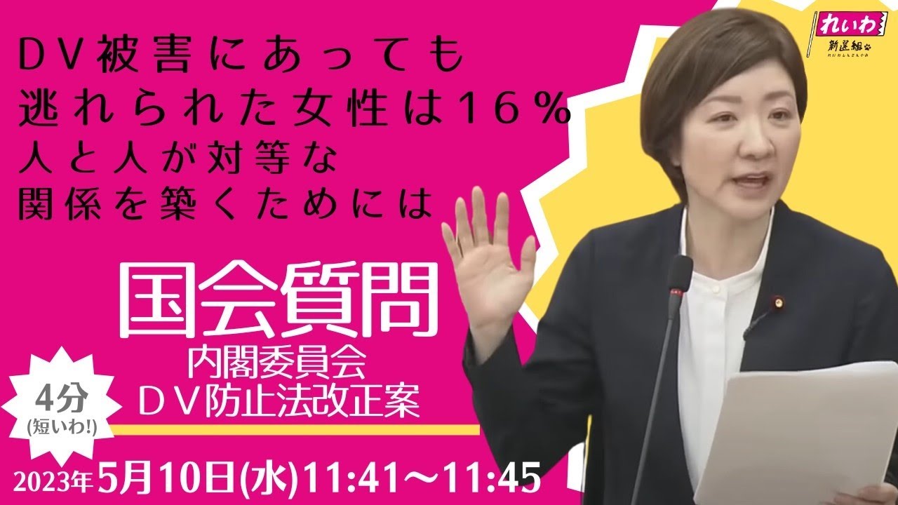大石あきこ 国会質問！「DV防止法」審議入り！衆議院・内閣委員会(5/10 11:41頃～)