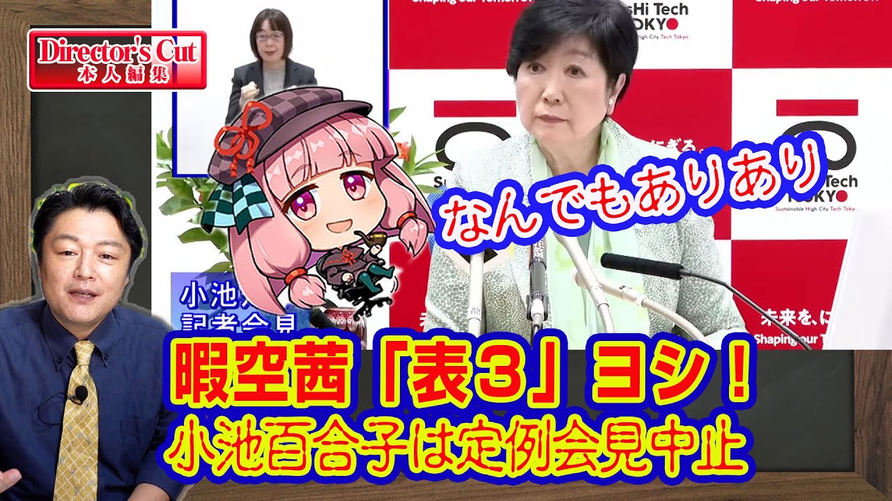 暇空茜「表３」ヨシ！ならなんでもアリで小池百合子は定例会見中止。ＷＢＰＣの監査はザルどころではない公金チューチュー｜ライブ【切りぬき】（公式・本人）#187