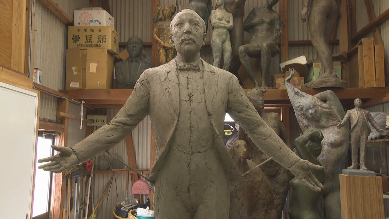 香川県独立の父・中野武営　制作中の銅像の全体像が明らかに　両手を広げ前進する姿表現