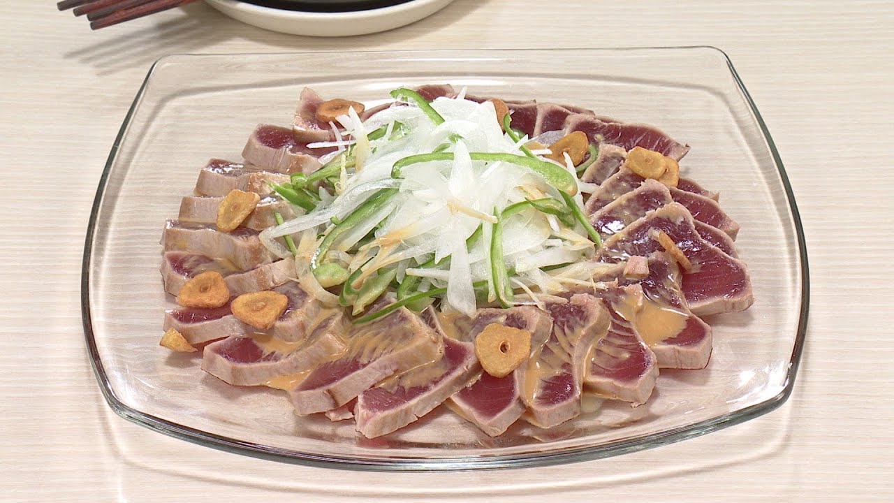 【3分クッキング公式】かつおのたたき　マヨしょうゆソース