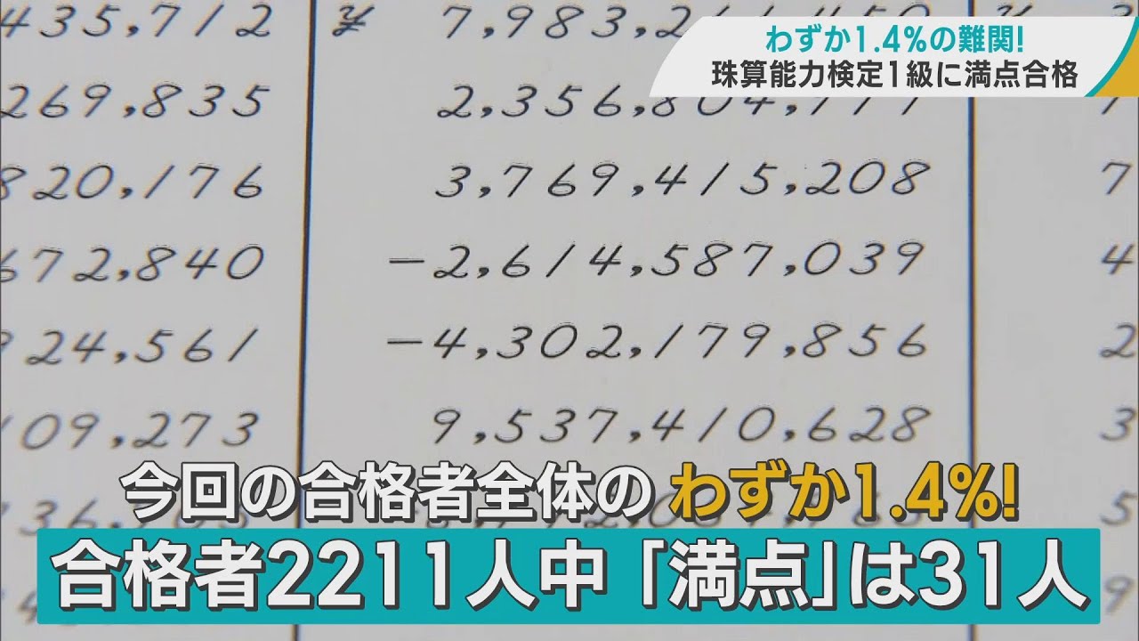 わずか1.4％　女子中学生が難関突破！　珠算能力検定試験1級に満点合格／青森市