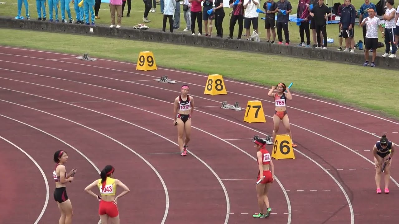20230528163227宮崎県高校総体女4×100ｍＲ決勝 宮崎北46"29 県高新：木原万里花(2)・神山 菜々(3)・久枝 里緒(2)・渡邉ひより(1)