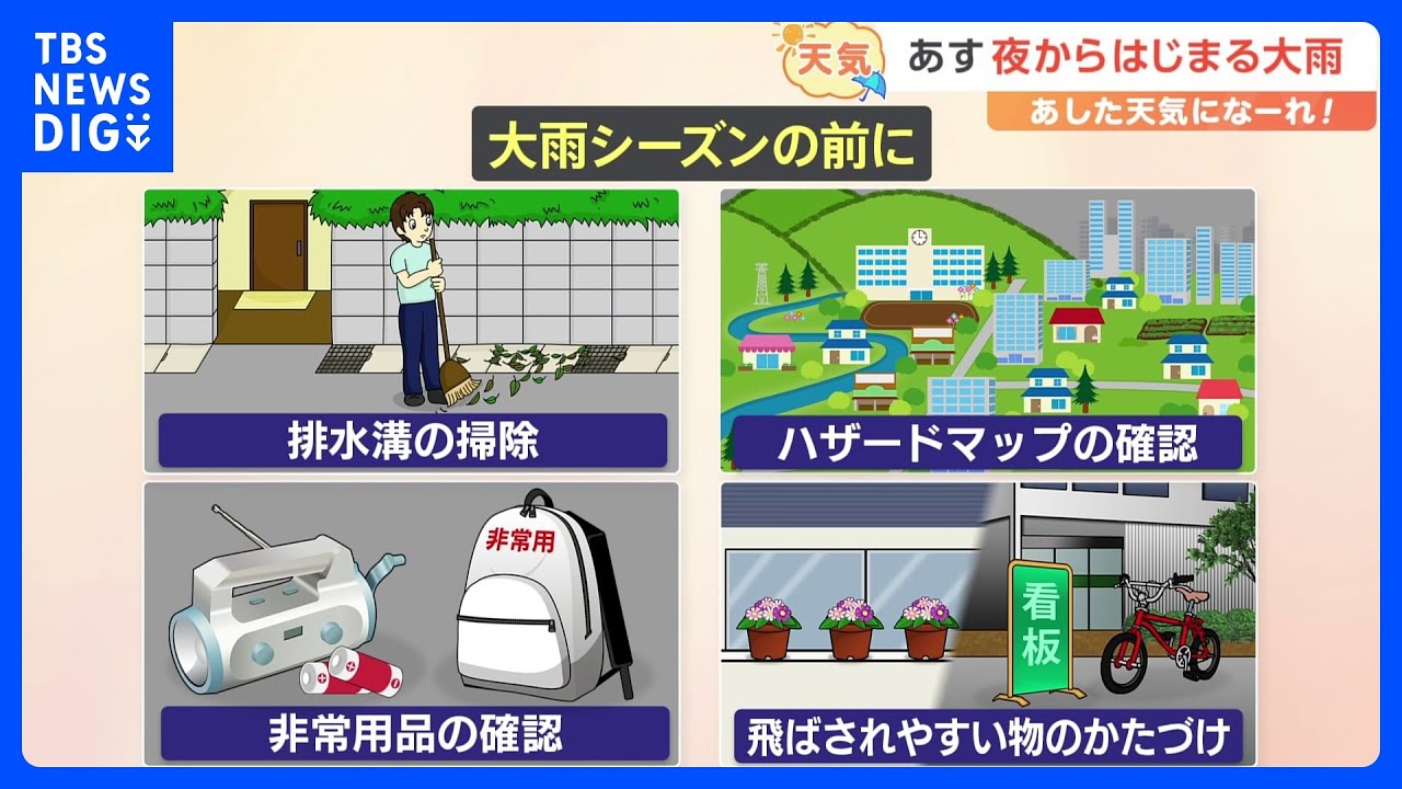 【6月1日 関東の天気】1日の夜からはじまる大雨｜TBS NEWS DIG