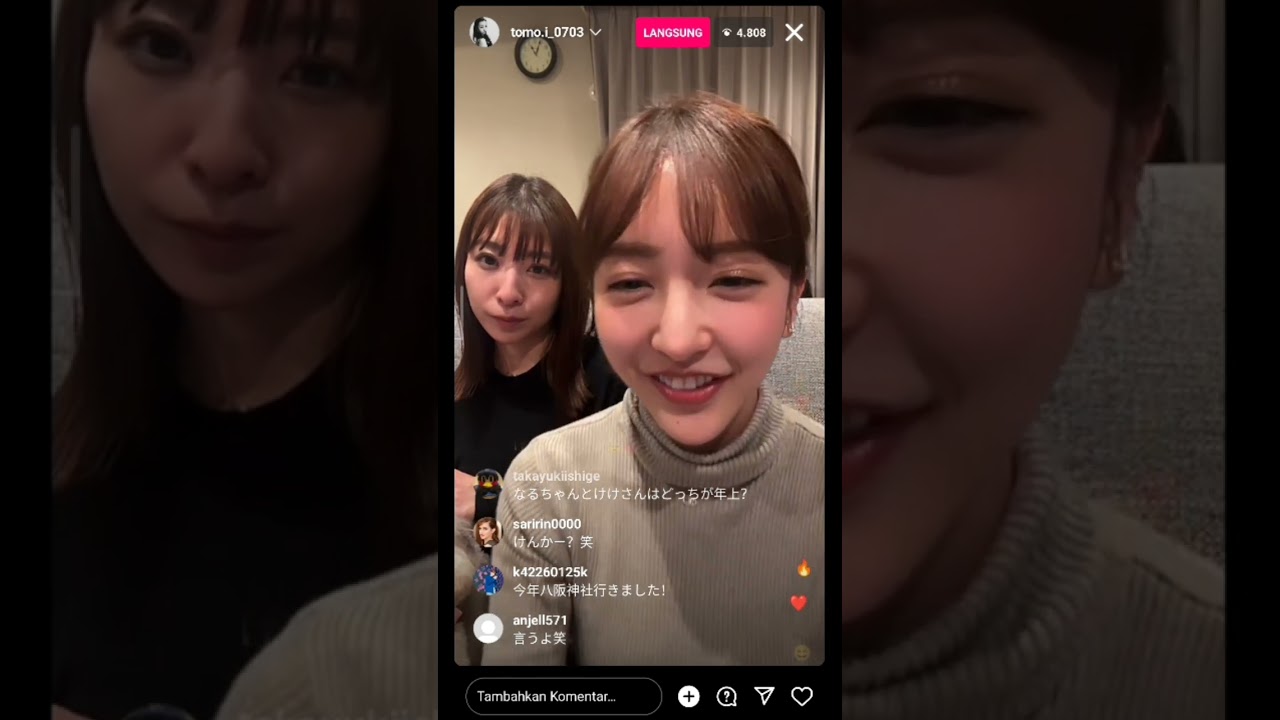 Tomochin ex AKB48 live Instagram with Husband and Sister (Tomomi itano)