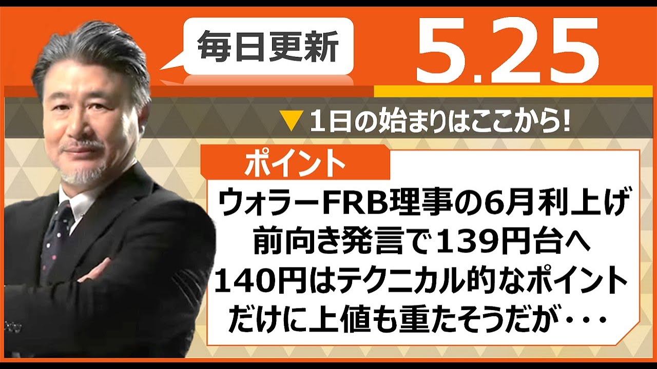 【FX｜相場分析】　ウォラーFRB理事の6月利上げ前向き発言で139円台へ。140円はテクニカル的なポイントだけに上値も重たそうだが・・・2023/5/25（木）