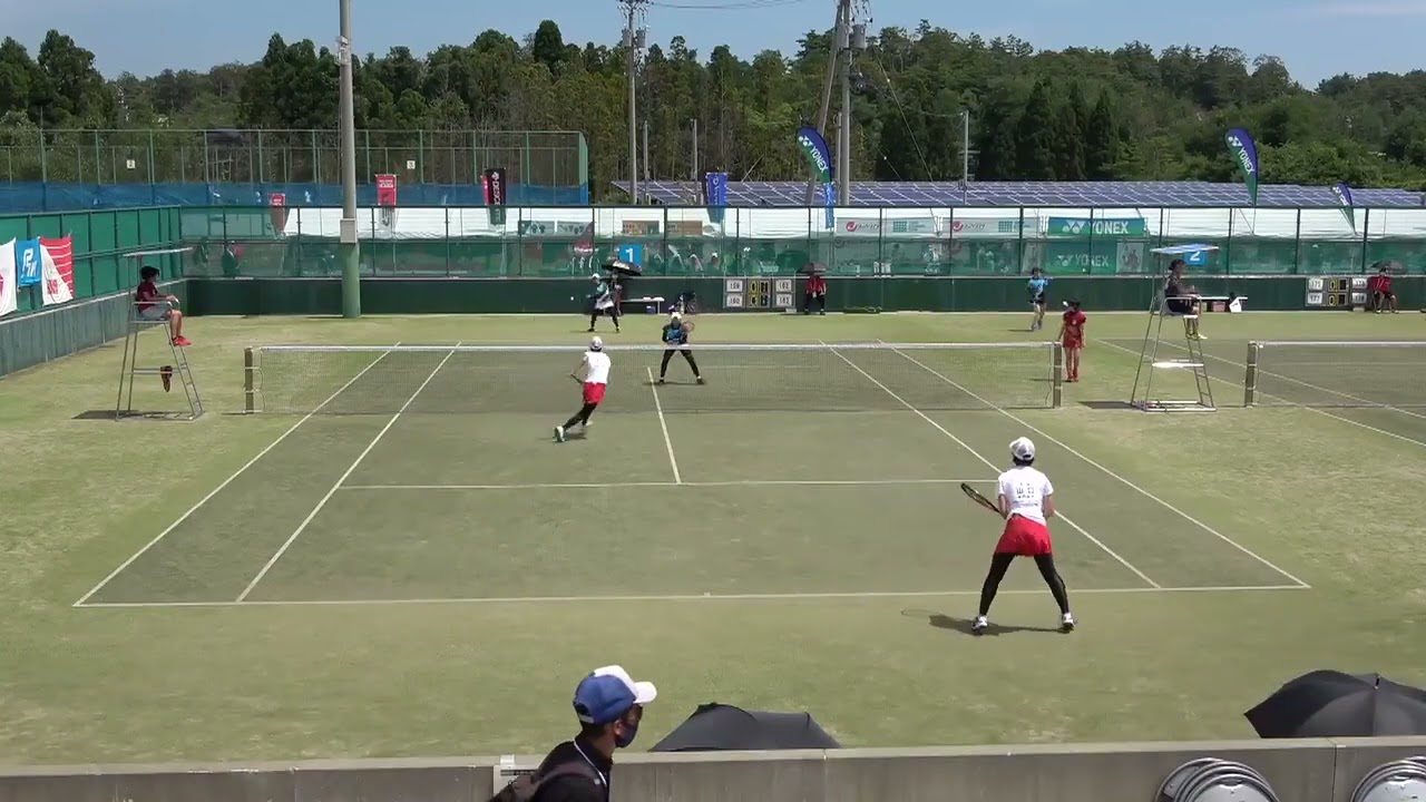 2021年IH ソフトテニス 女子個人2回戦 山岡鈴芽・山岡愛芽(今治北・愛媛) vs 山口桃奈・笹本留衣(水戸女子・茨城)