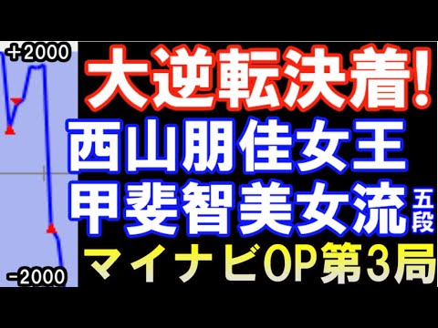 大逆転決着！一体何が？第16期マイナビ女子オープン五番勝負第3局　西山朋佳女王ー甲斐智美女流五段（主催：マイナビ、日本将棋連盟）