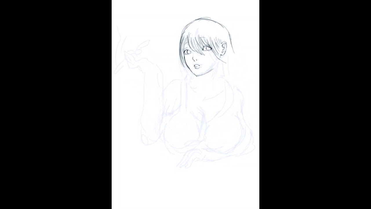 超巨乳美女　リクエストありがと #イラスト #初心者＃巨乳＃女子＃タバコ