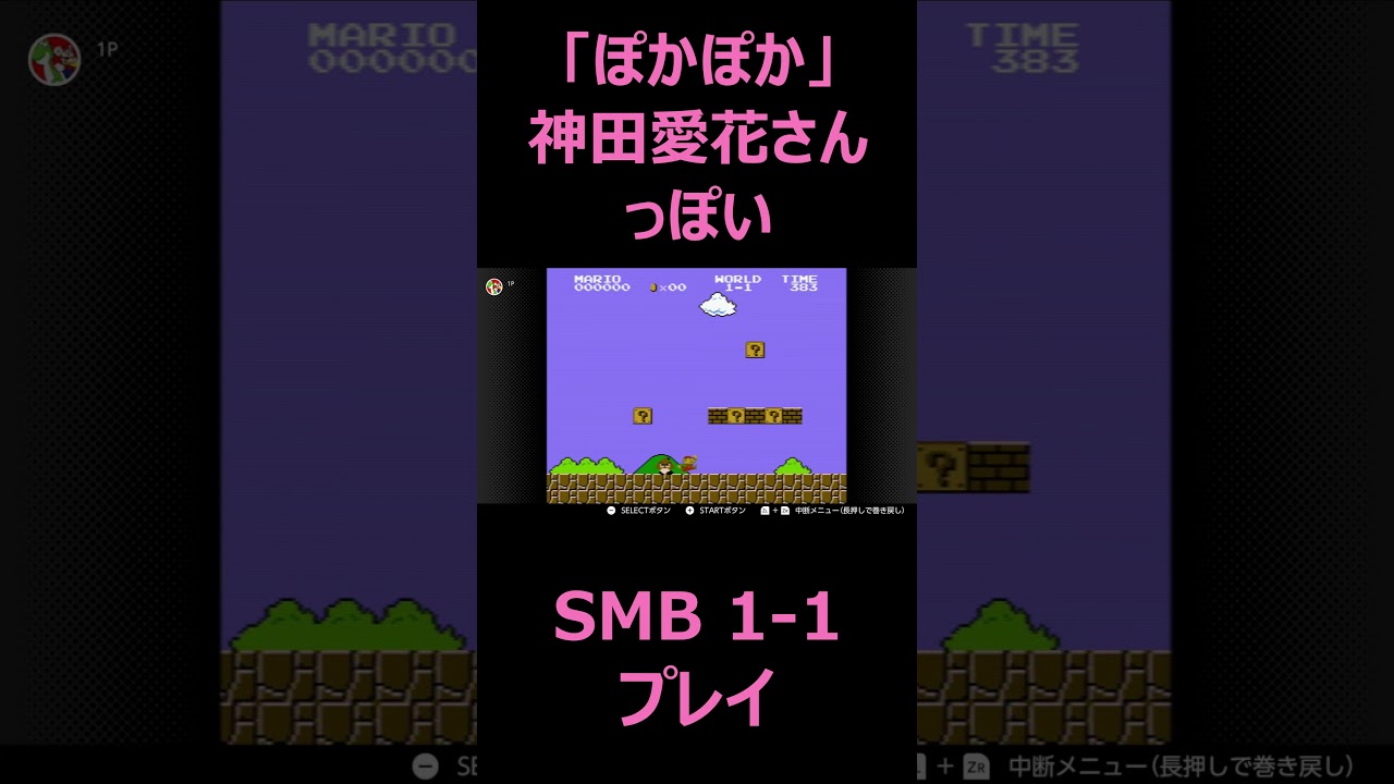 【SMB】「ぽかぽか」神田愛花さんっぽい1-1プレイ【スーパーマリオブラザーズ】4K #shorts