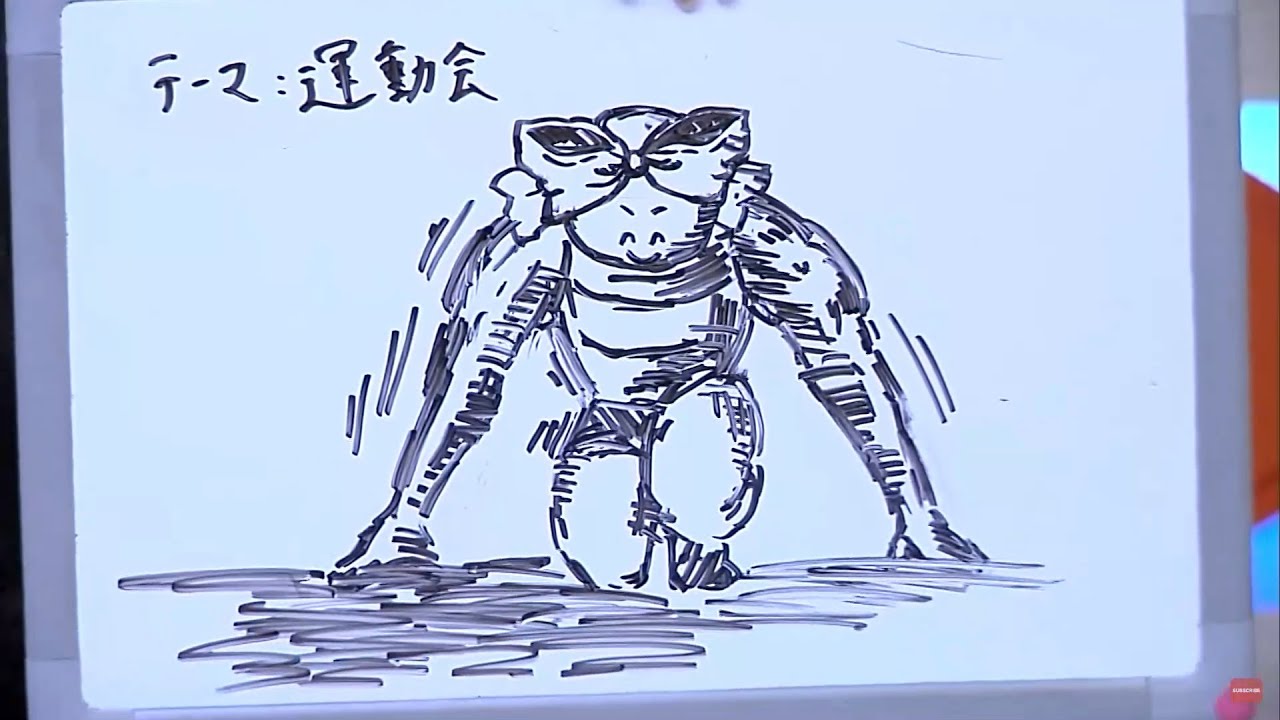 リボンちゃんのクラウチングスタートを描くお天気お姉さん【山岸愛梨/ウェザーニュース切り抜き】