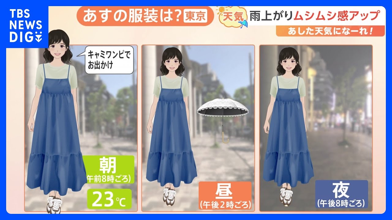 【6月23日 関東の天気】雨上がりムシムシ感アップ｜TBS NEWS DIG