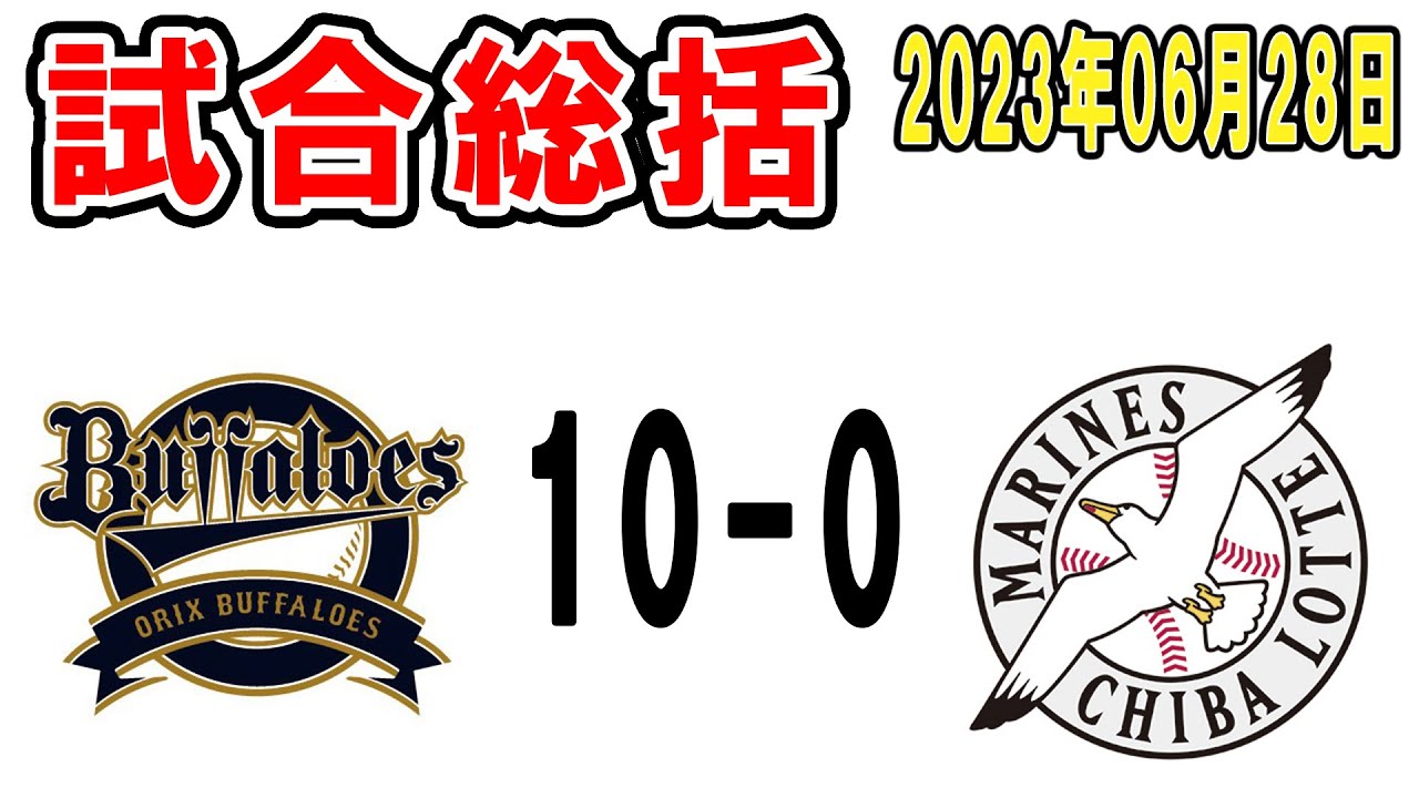 【試合総括ライブ配信】小島が3試合連続6失点、打線は完封、今季ワーストゲーム！【2023年6月28日 ロッテ対オリックス】