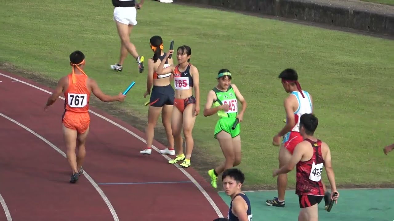 20230708171548宮崎県選手権女4×100ｍＲ決勝 宮崎北高47"02 大会新：木原万里花(2)・神山 菜々(3)・久枝 里緒(2)・渡邉ひより(1)
