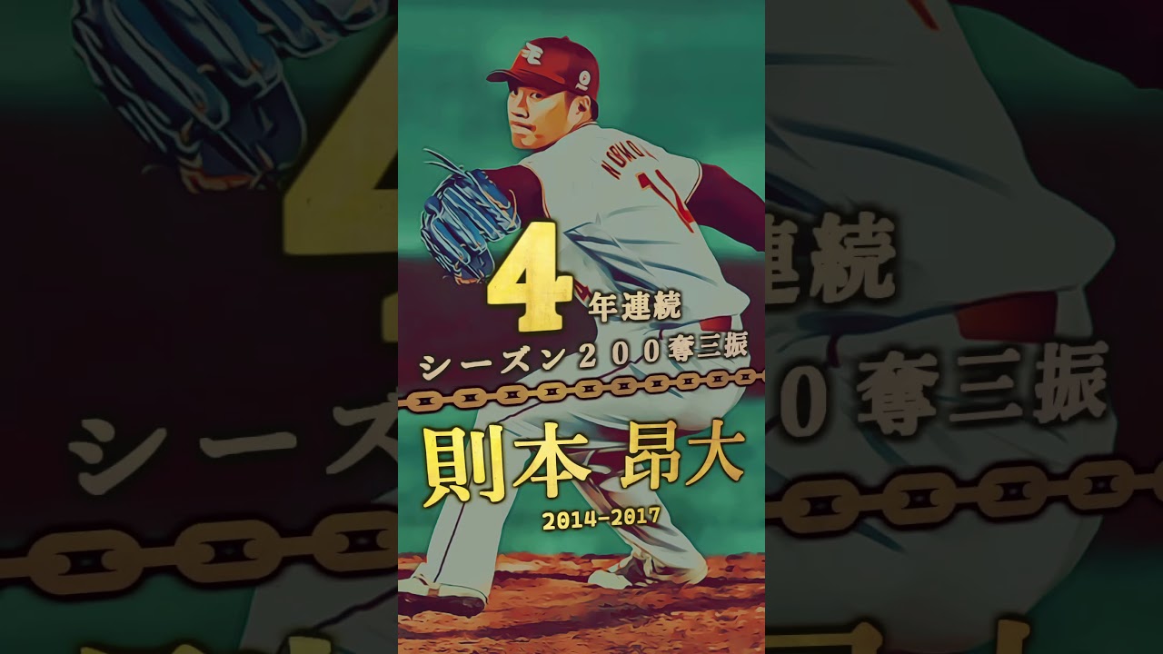 【プロ野球】3年以上連続シーズン200奪三振達成者まとめ　#shorts