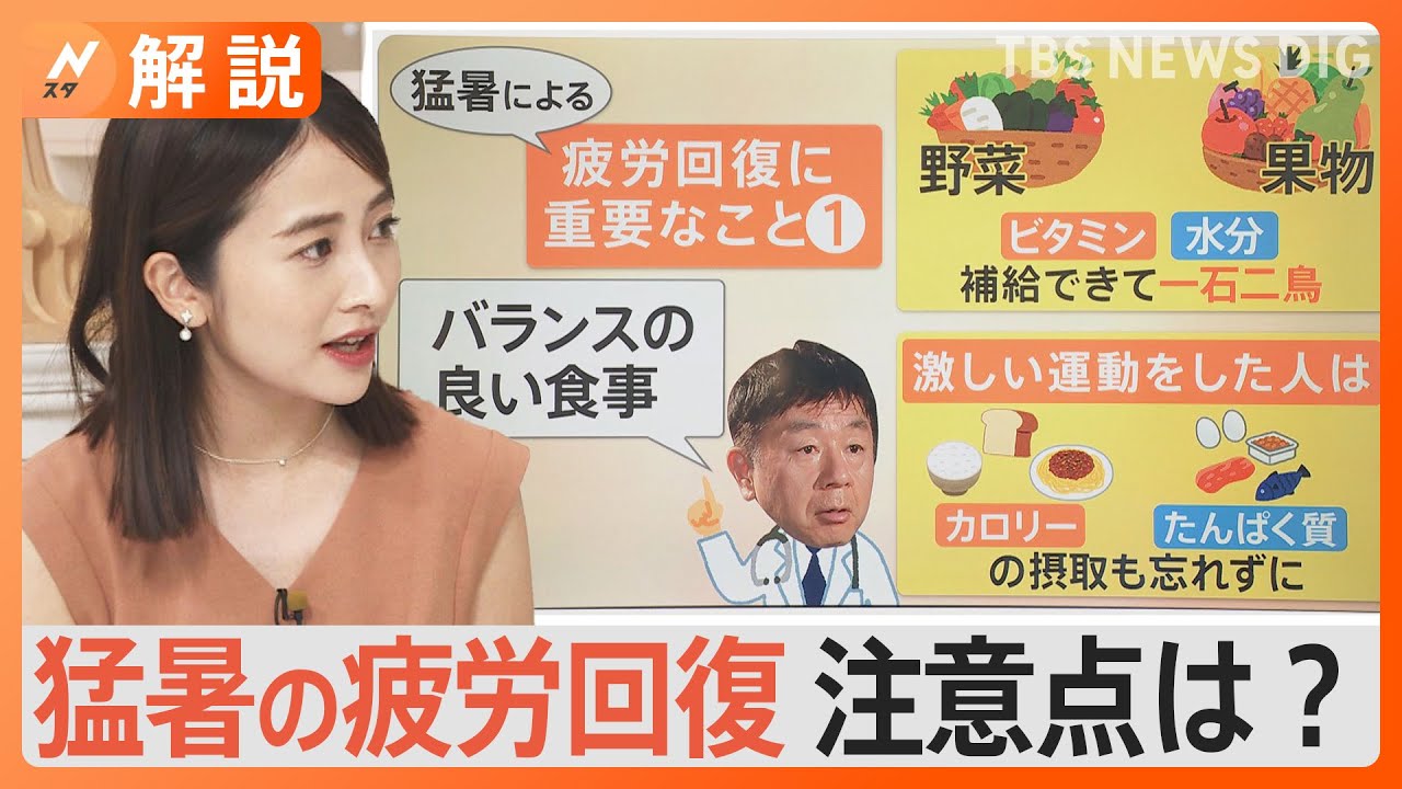 猛暑の疲労回復、重要なのは「バランスの良い食事」と「質の良い睡眠」【Nスタ解説】｜TBS NEWS DIG