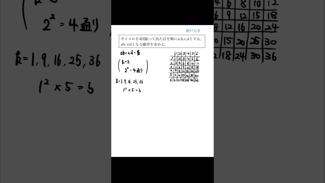 神戸大学の確率問題をショート解説！ #shorts