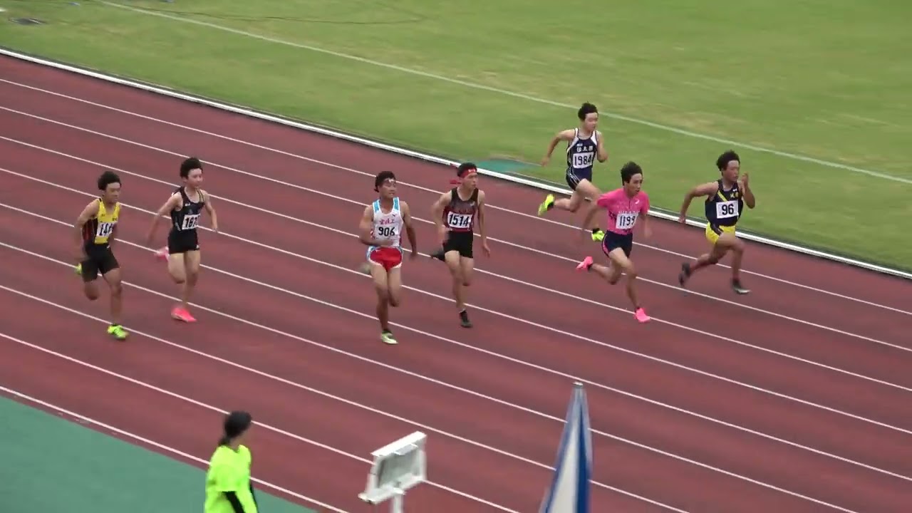 20230715110425宮崎県高校1年生大会男100ｍ予選4組 尾川 遥音1(延岡商)11"77