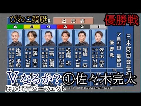 【びわこ競艇優勝戦】ここ勝てば準パーフェクトＶ①佐々木完太