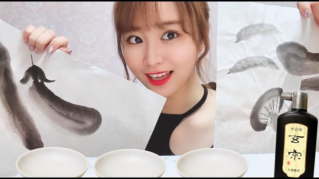【ASMR】水墨画の練習してみた【SUB】I practiced ink painting