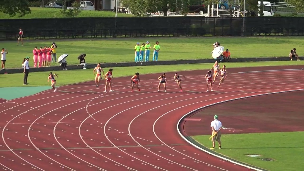 20230811173051宮崎強化記録会共女4×100ｍＲ3組 宮崎商業高48"89：坂元 凛(1)・内山田 玲(2)・北林楽衣愛(1)・在原 芽沙(1)
