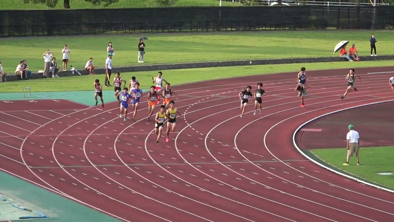 20230811174113宮崎強化記録会共男4×100ｍＲ3組 都城・西中43"44 県中学新：古園 晴悠(3)・森岡 隼人(3)・松山 直人(3)・安楽 煌雅(2)