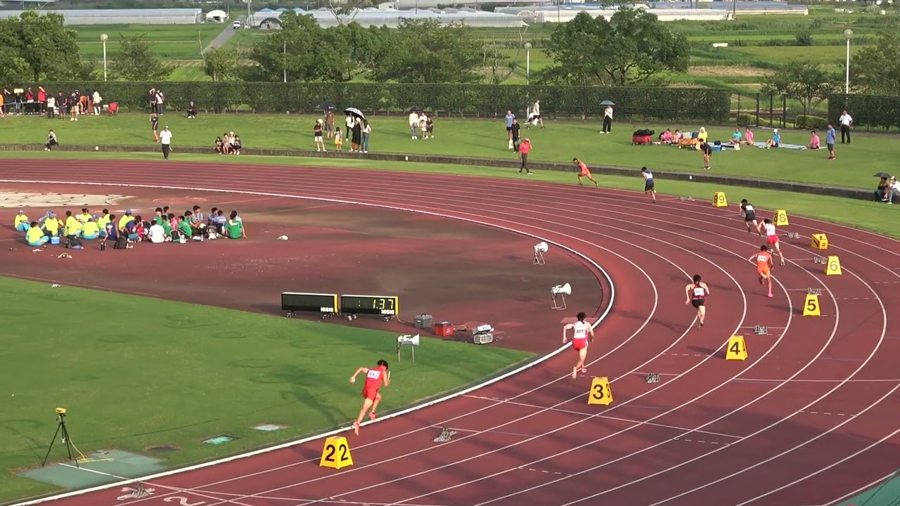 20230811174513宮崎強化記録会共男4×100ｍＲ4組 宮崎北高B42"25：太田 颯真(3)・吉岡 侑星(3)・清水 偉月(3)・宮本 翔(3)