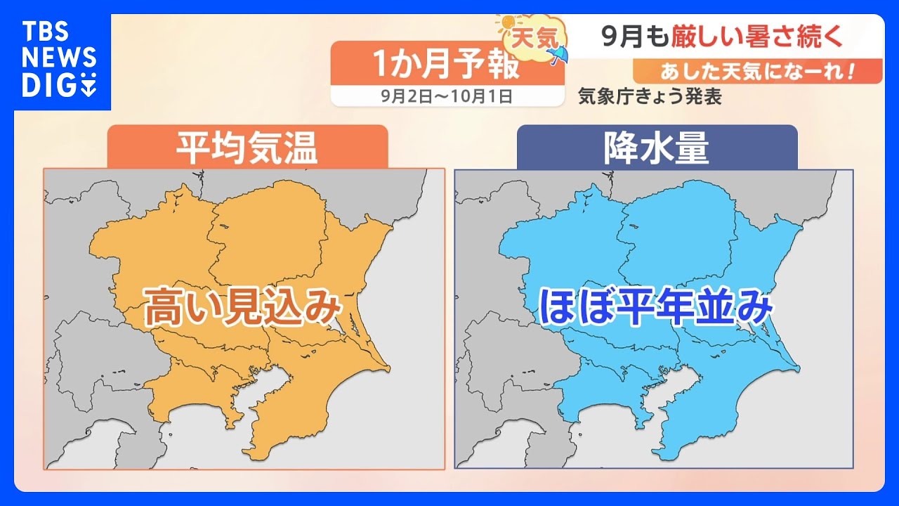 【9月1日 関東の天気】9月も厳しい暑さ続く｜TBS NEWS DIG