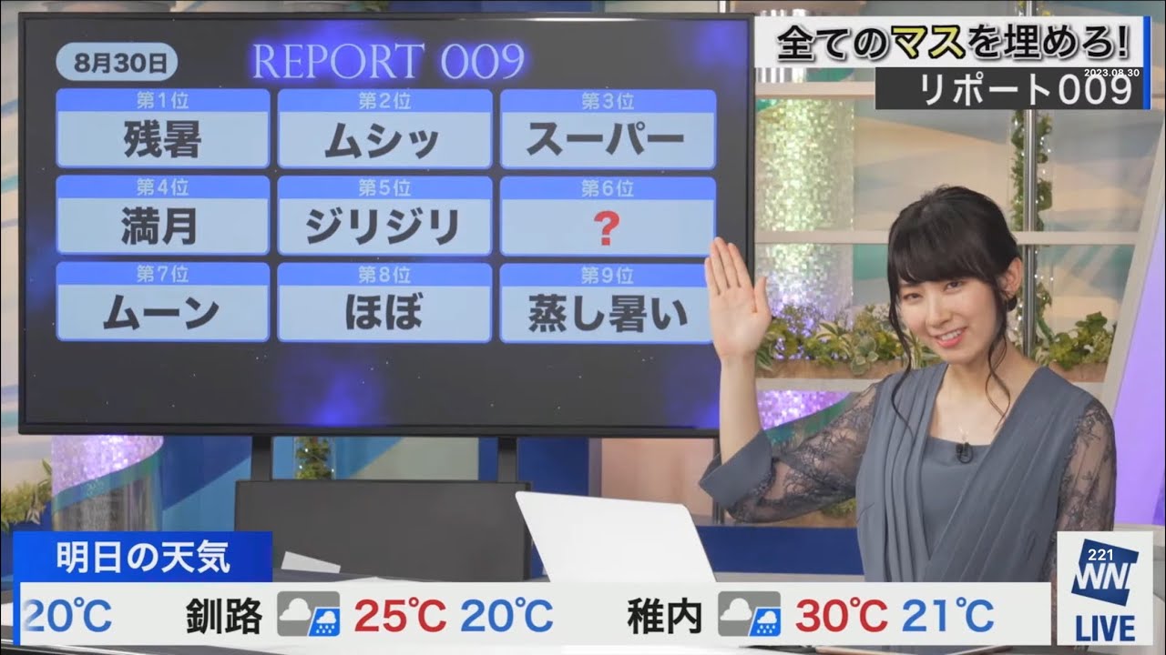 マスを埋めろ(2023/08/30水)檜山
