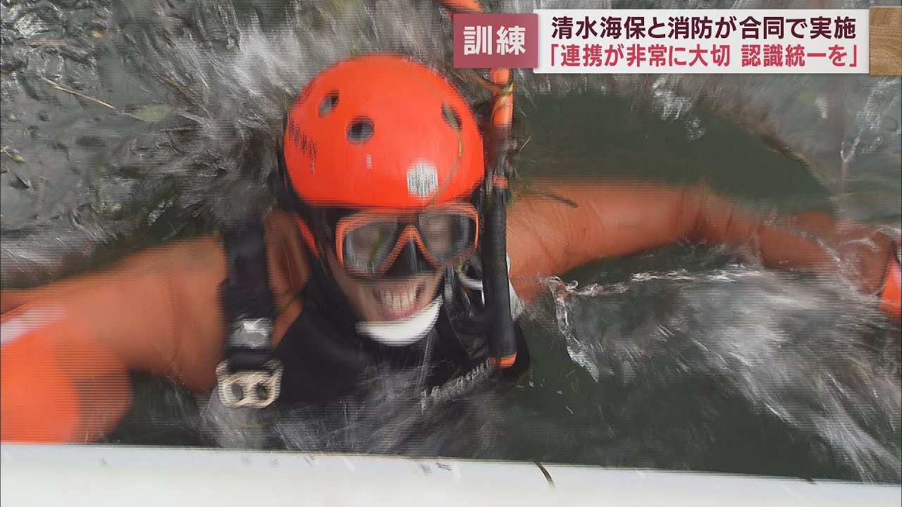 「広大な海上の捜索では両者の連携が非常に大切」　海保の潜水士と消防の水難救助隊員が合同訓練　静岡市