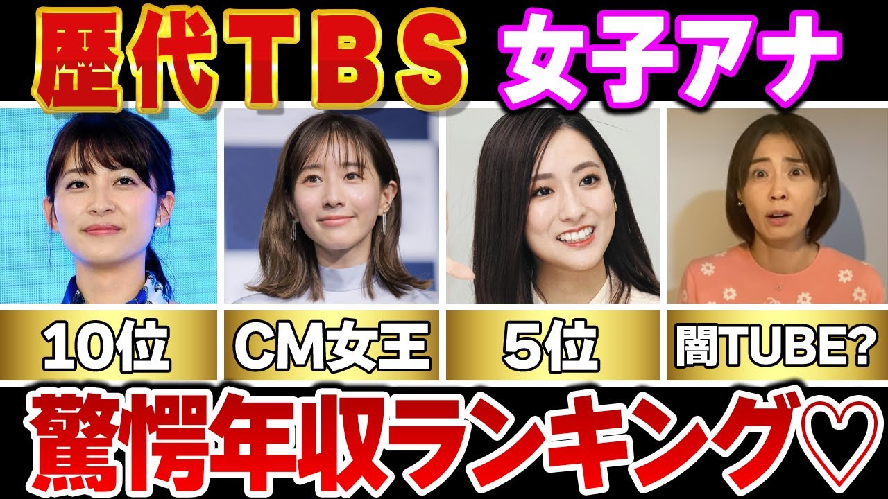 【TBS】歴代女子アナウンサー年収ランキングＴＯＰ１０