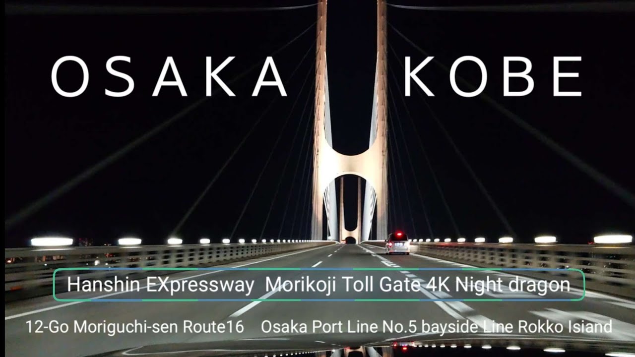 #Osaka #Night #drive#阪神高速森小路料金所〜環状線〜大阪港線〜5号湾岸線〜六甲アイランド 4K 2×　