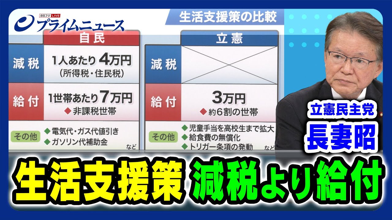 【立憲長妻政調会長出演】長妻政調会長に問う生活支援策 減税より給付 2023/11/2放送＜後編＞